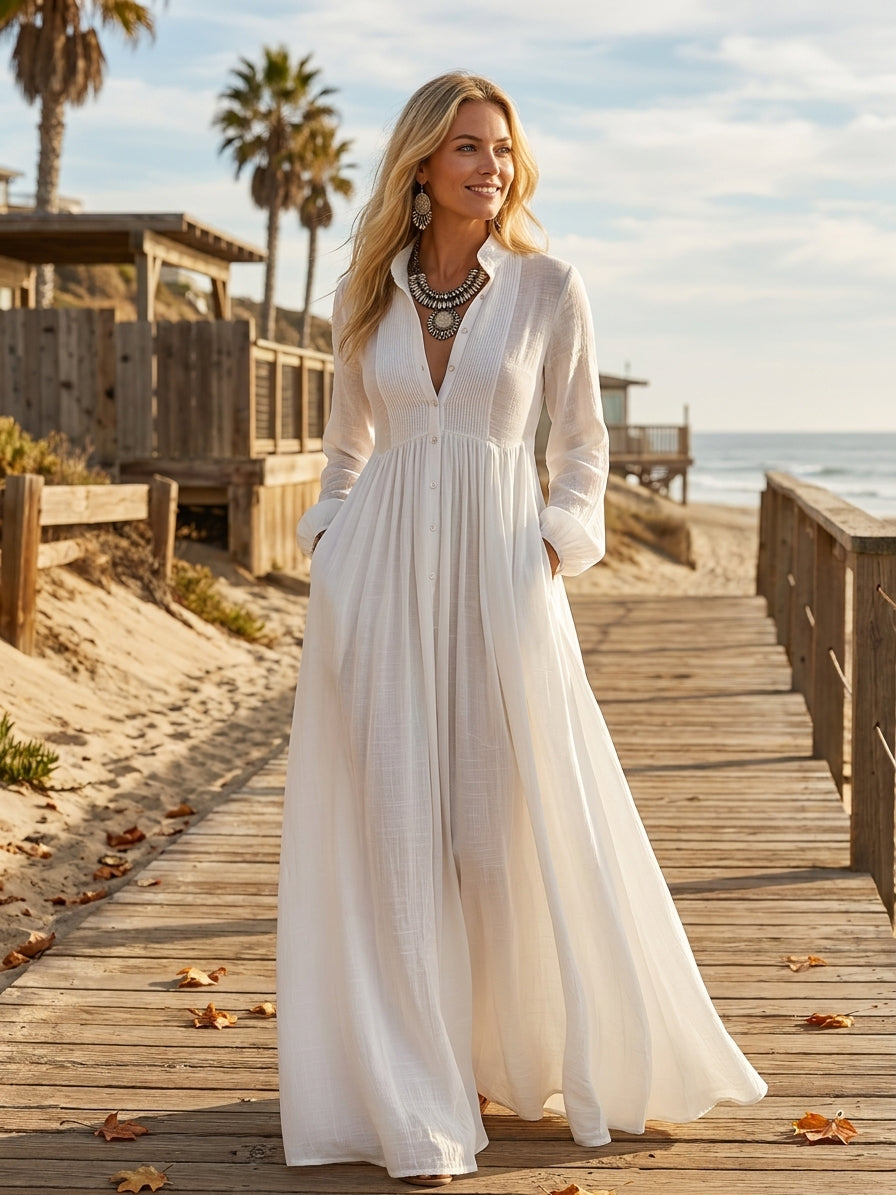 Willow Linen Patchwork Maxi Dress