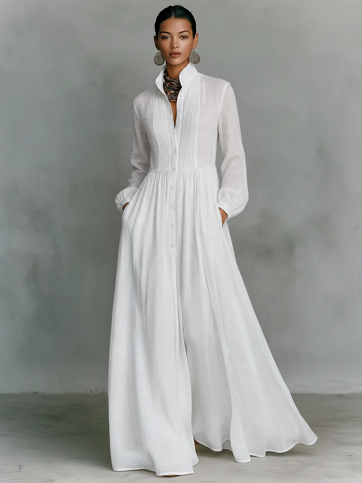 Willow Linen Patchwork Maxi Dress