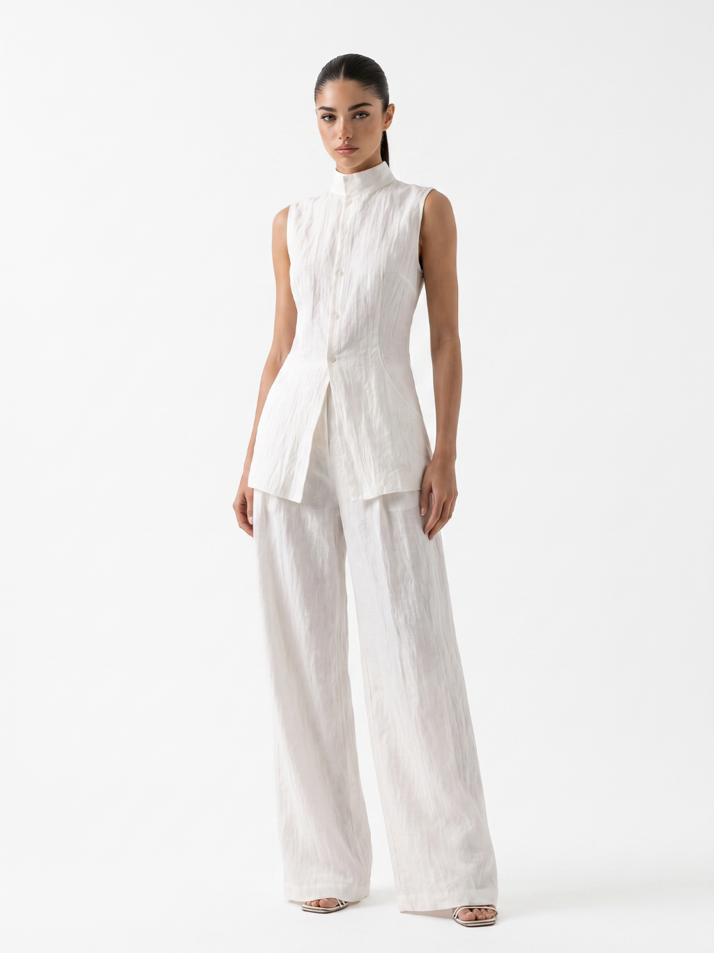 Grace Linen Wide-Leg Pants Set