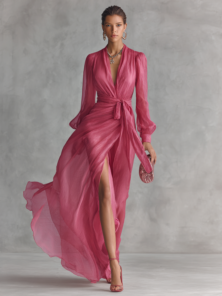 Isla Chiffon Tie-Waist Maxi Dress