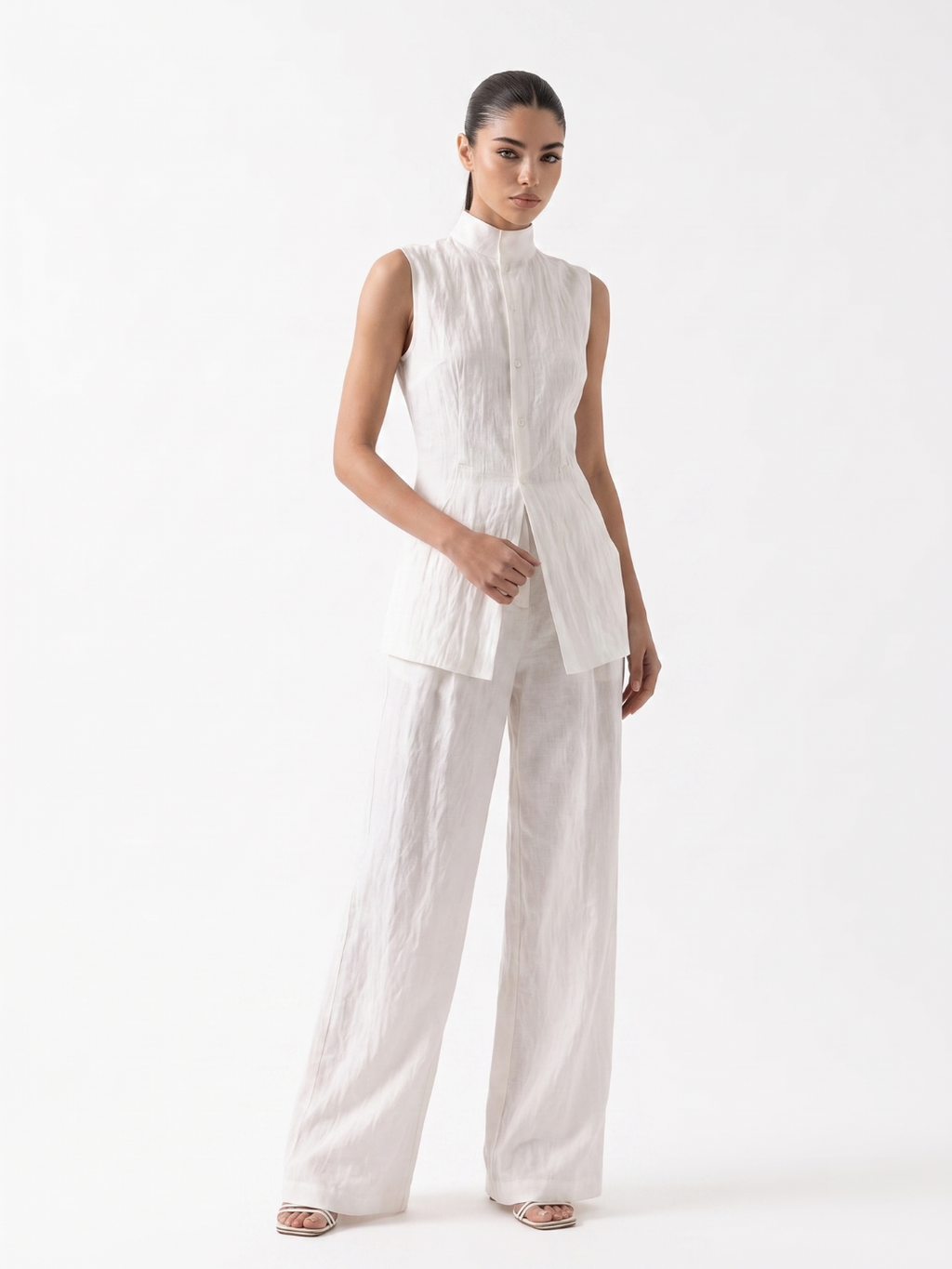 Grace Linen Wide-Leg Pants Set