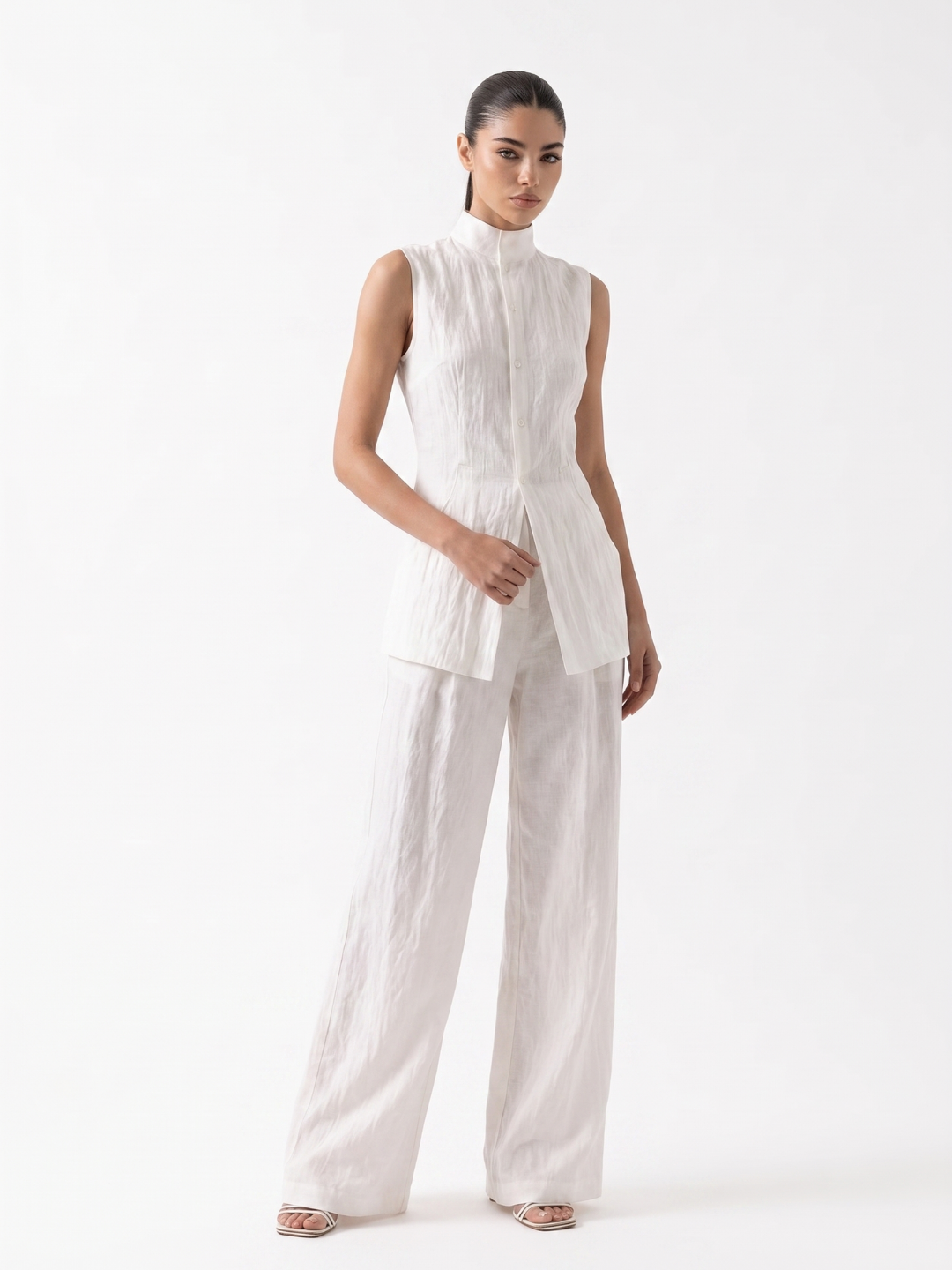Grace Linen Wide-Leg Pants Set