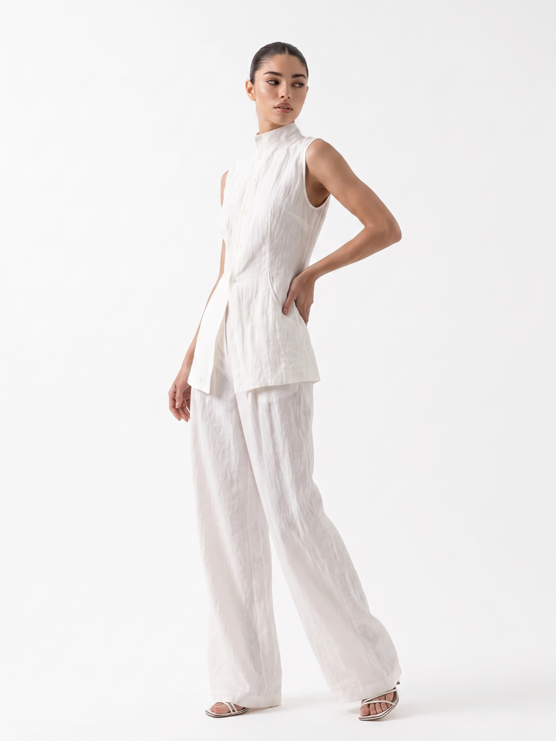 Grace Linen Wide-Leg Pants Set