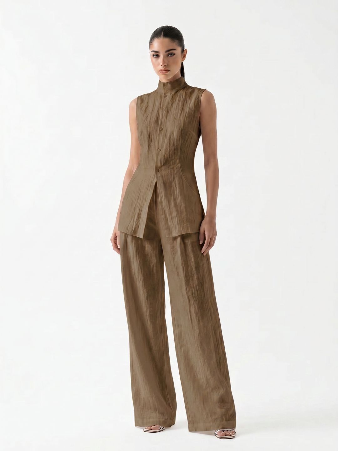 Grace Linen Wide-Leg Pants Set