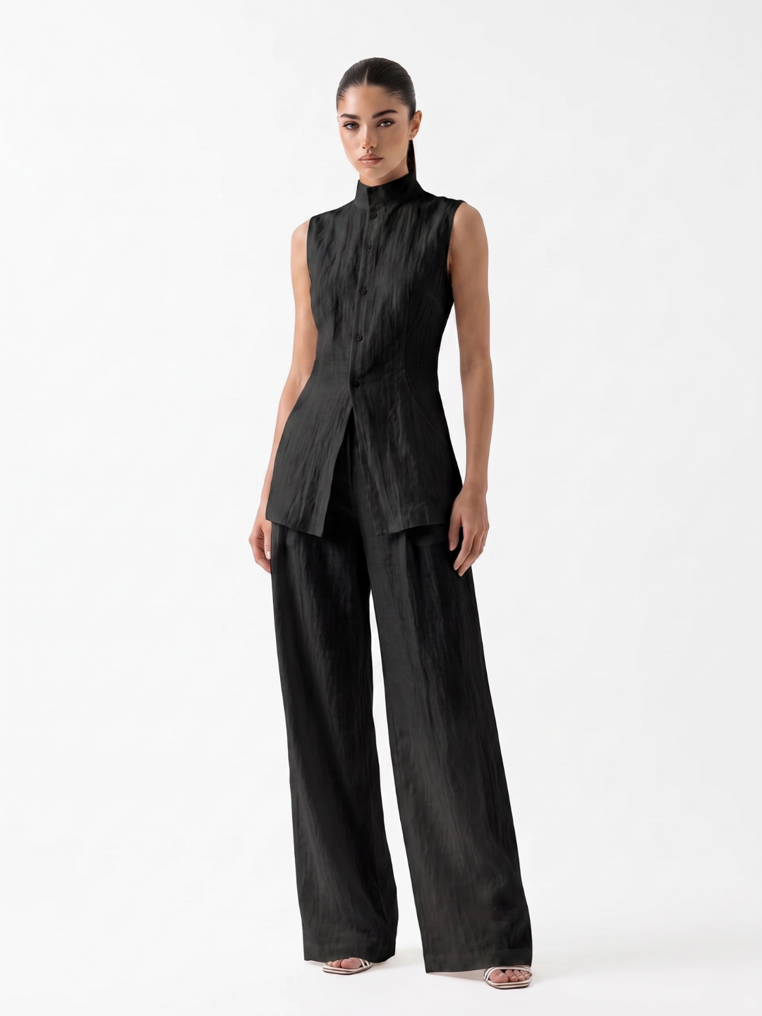 Grace Linen Wide-Leg Pants Set