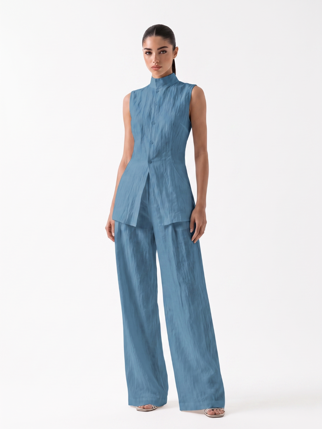 Grace Linen Wide-Leg Pants Set