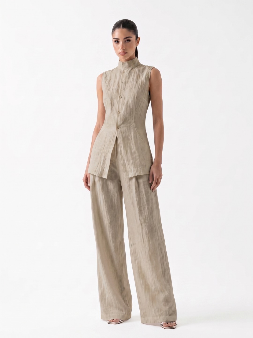Grace Linen Wide-Leg Pants Set