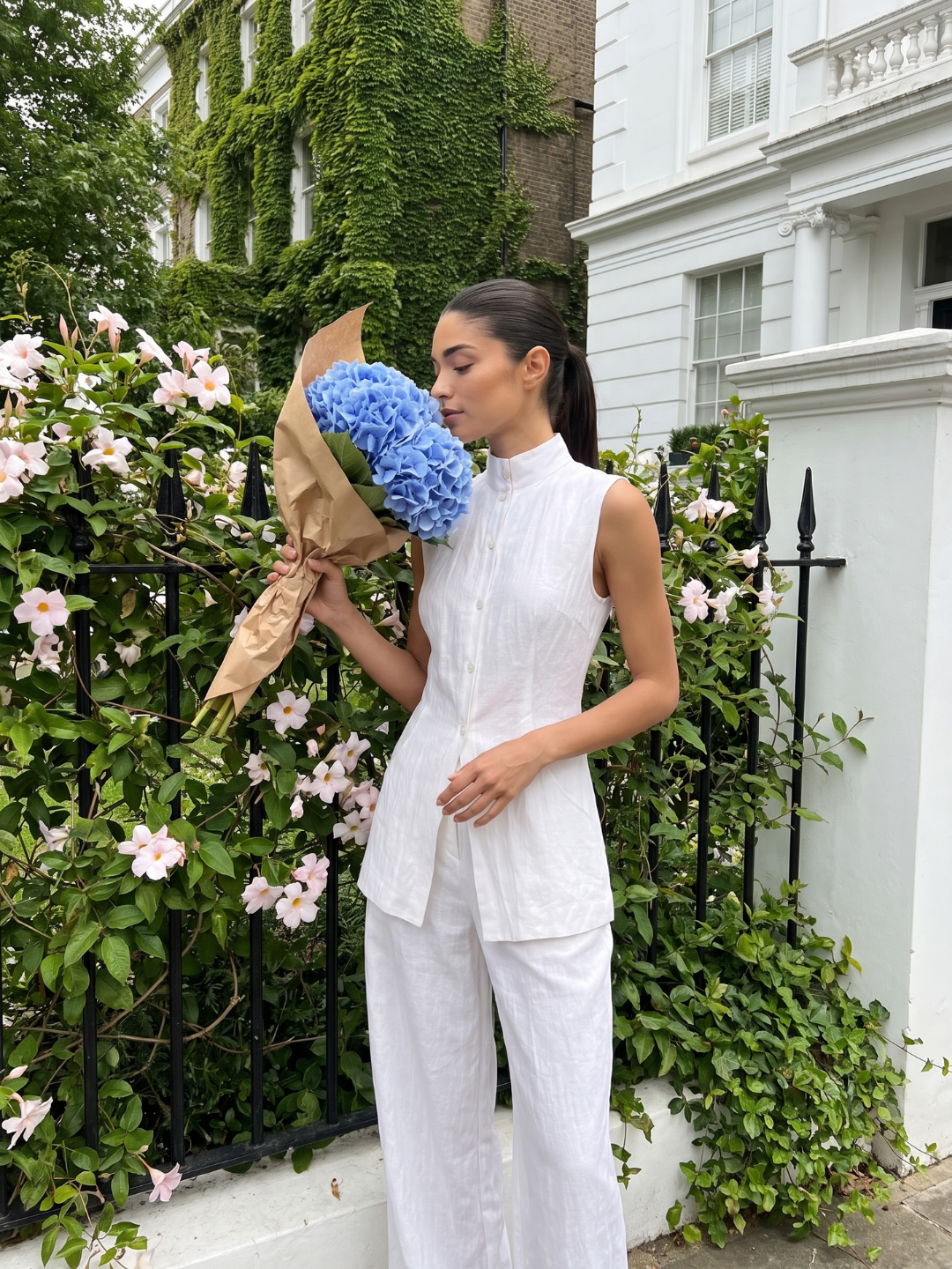 Grace Linen Wide-Leg Pants Set