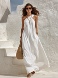 Solange One-Shoulder Linen Maxi Dress