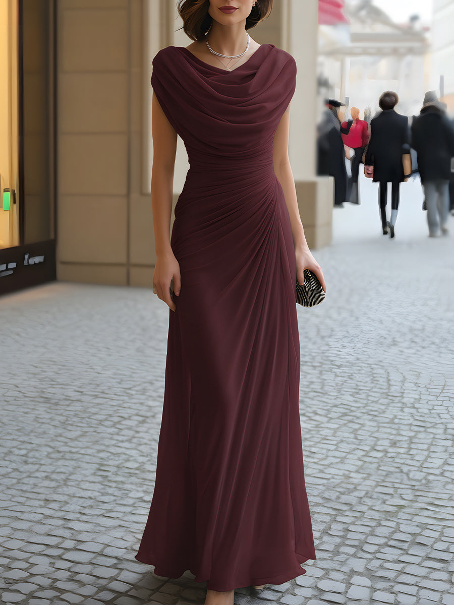 Margot Cowl Neck Ruched Maxi Dress