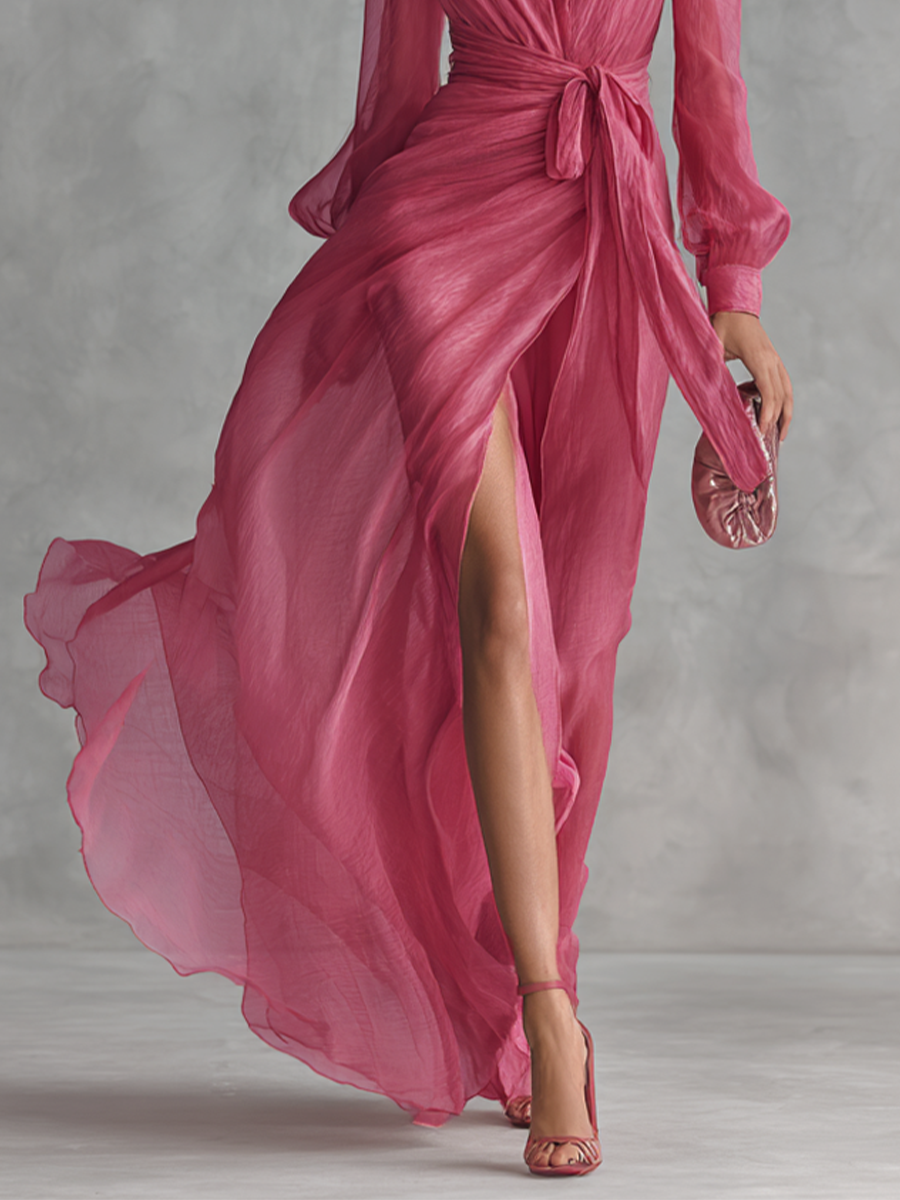 Isla Chiffon Tie-Waist Maxi Dress