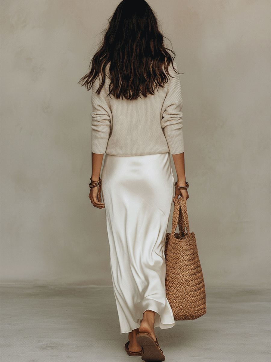 Ivy Knit & Satin Midi Set