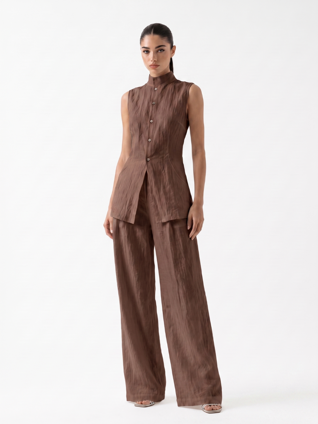 Grace Linen Wide-Leg Pants Set