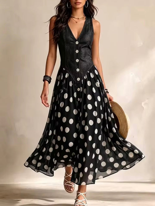 Bianca Polka Dot Chiffon Midi Dress