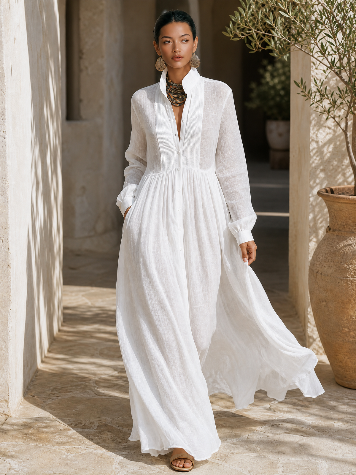 Willow Linen Patchwork Maxi Dress