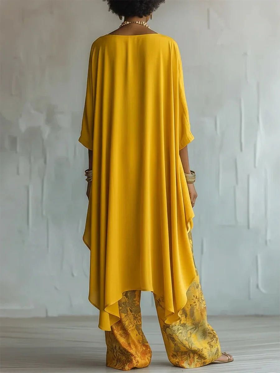 Rivière Printed Asymmetric Pants Set