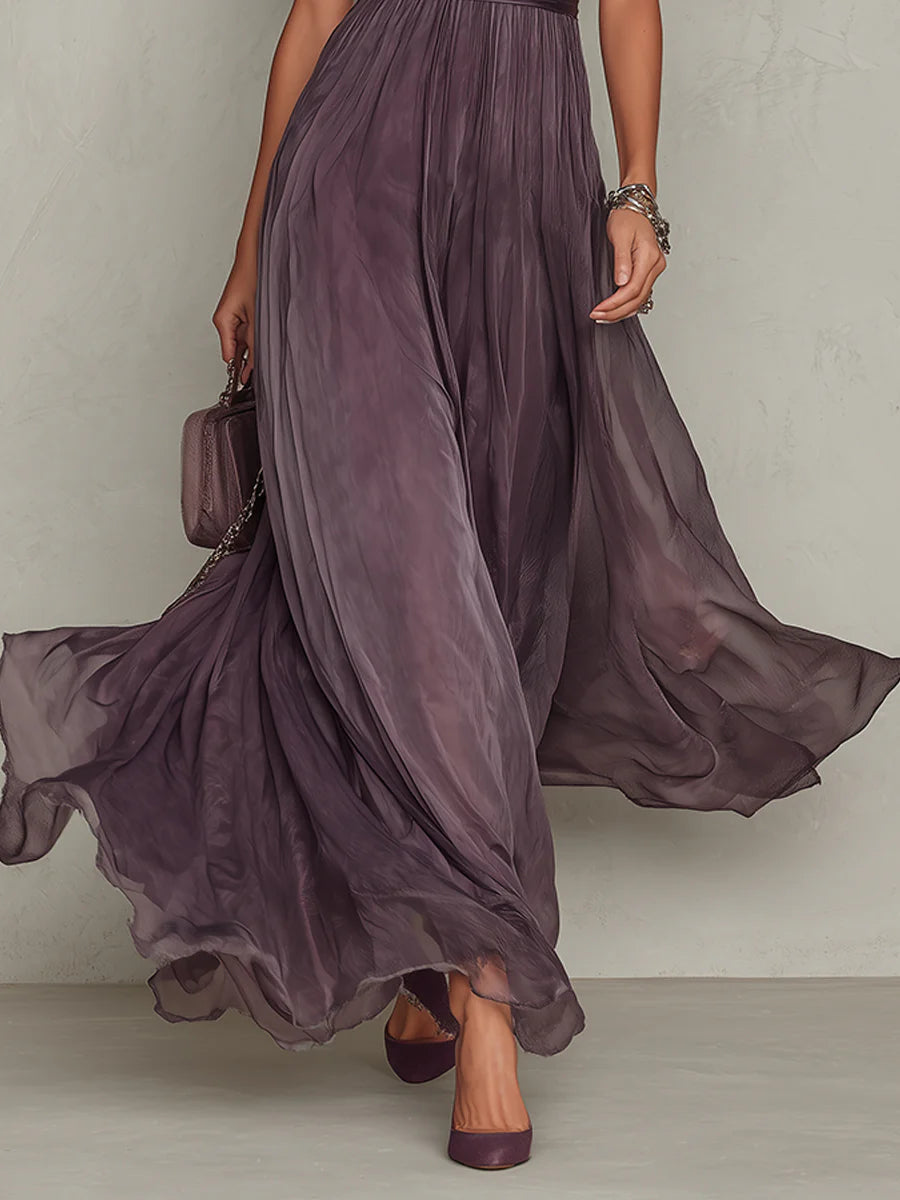 Violet Keyhole Lace-Trim Maxi Dress
