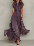Violet Keyhole Lace-Trim Maxi Dress