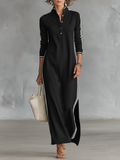 Hazel Collared Sweatshirt Maxi Dress