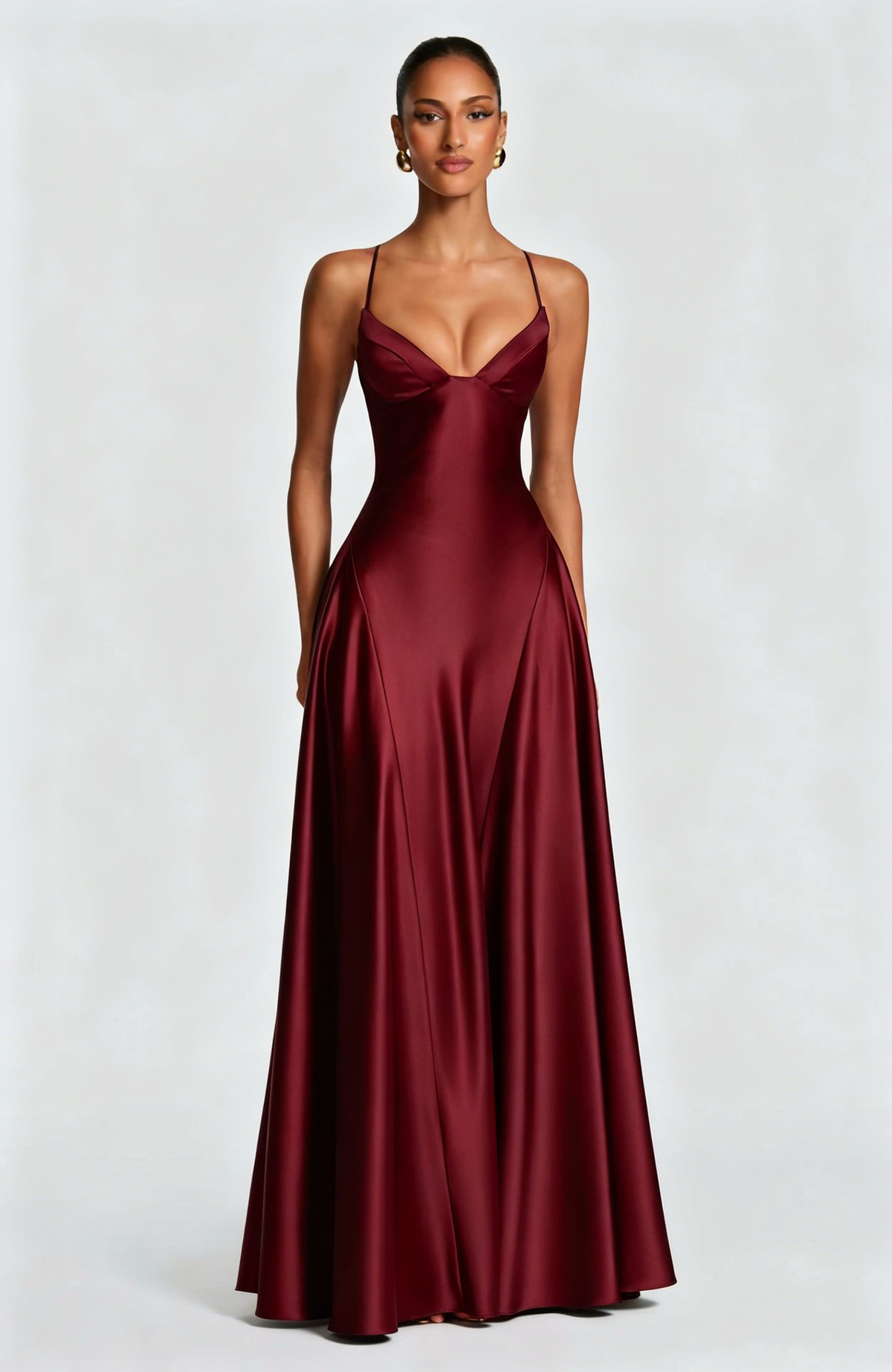 Elara Satin Cupped Maxi Dress