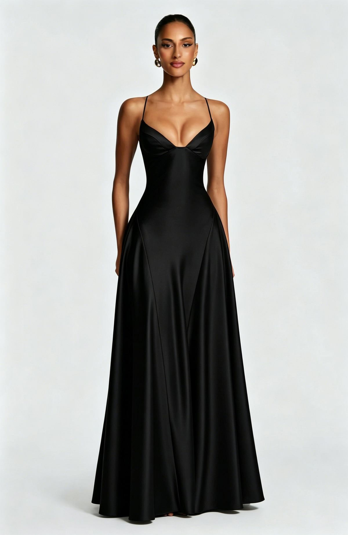 Elara Satin Cupped Maxi Dress